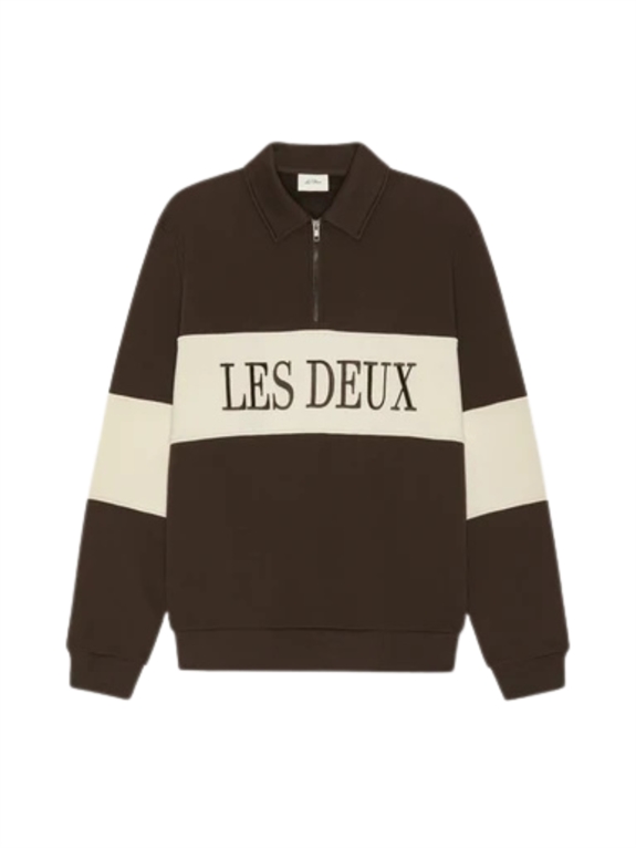 Les Deux Zipper Rugby Sweatshirt - Molé Brown